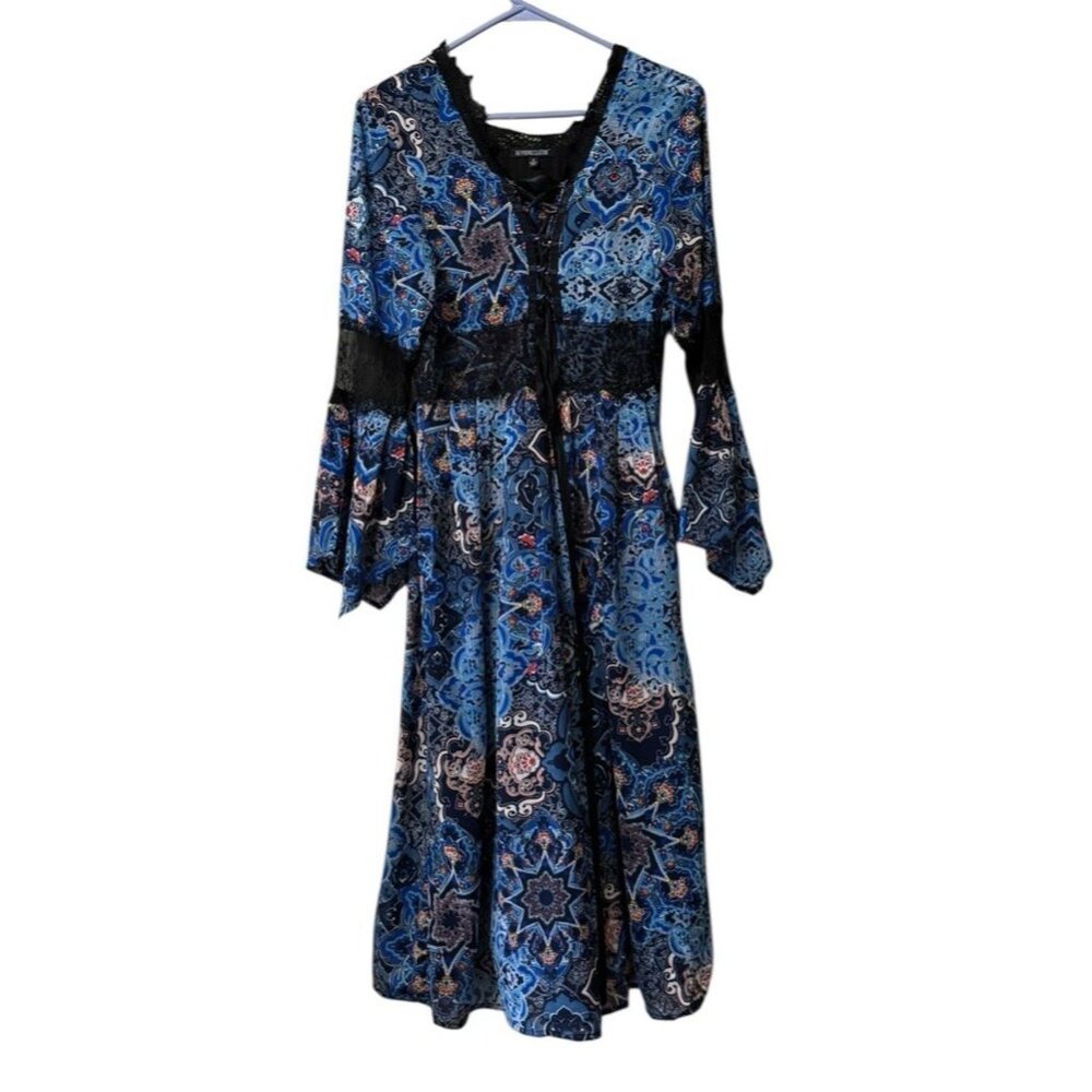 The Pyramid Collection‎ Midi Dress Women Size Small Boho Hippie Lace Art To Wear
